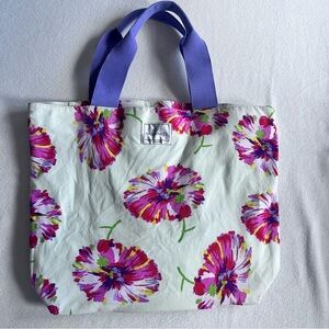 Lulu Guinness Floral Tote with Purple Handles